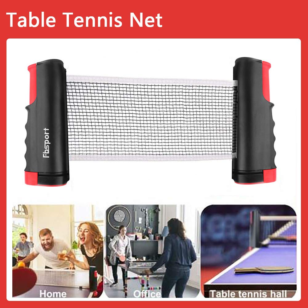 FBSPORT Filet ping Pong pour Table ping Pong kit,2 Raquettes, 6Balles,1 Sac, 1 Extensibles Filet,Set de Tennis de Table