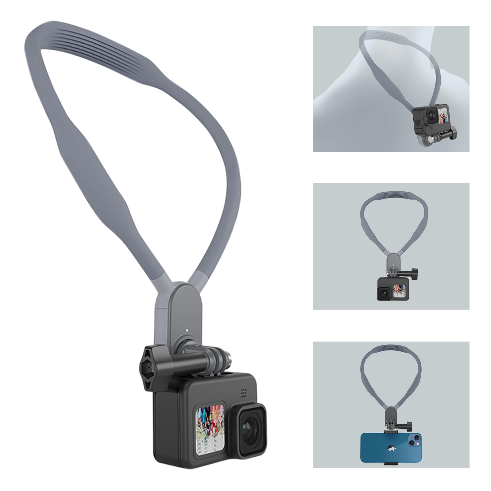 iEago RCPOV Neck Mount for DJI Osmo Action 5 Pro/4/3, for Gopro Hero 13/12/11/10, for Osmo Pocket 3, Magnetic Neck Mount Quick Release Flexible Vlog/POV Neck Holder Selfie Holder Aceessories