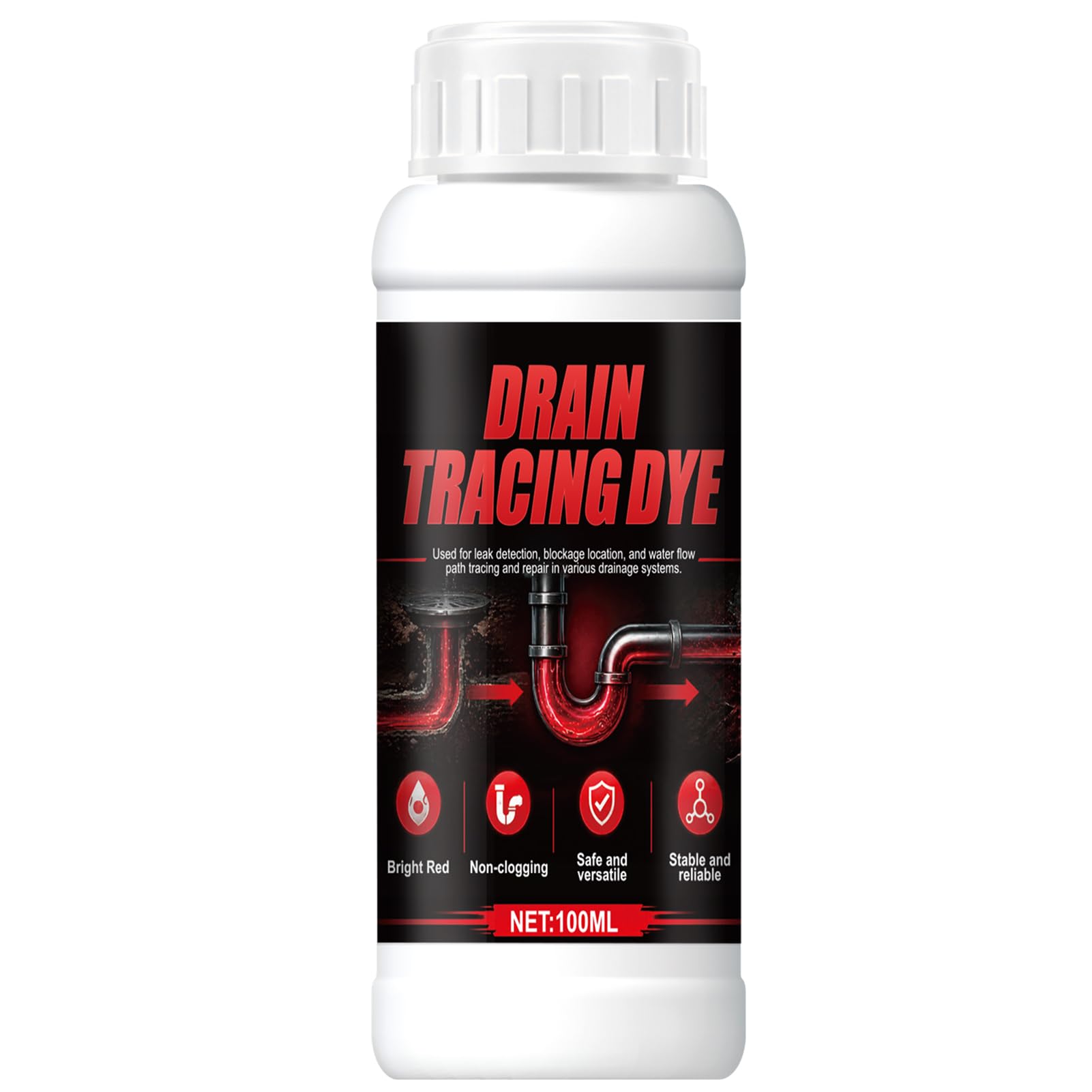Drain Tracing Dye, Leak Detection Dye, Leak and Blockage Detection, 100ml