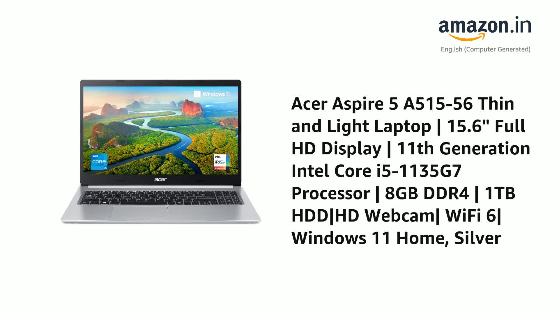 acer Aspire 5 Thin and Light Laptop | Intel Core i5 11th Gen