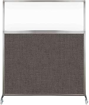Versare Hush Screen Portable Room Divider with Wheels | Workstation Wall Divider | Freestanding Privacy Hush Panels | Clear Windows | Fabric Office Divider Screen | Great for Room Separation