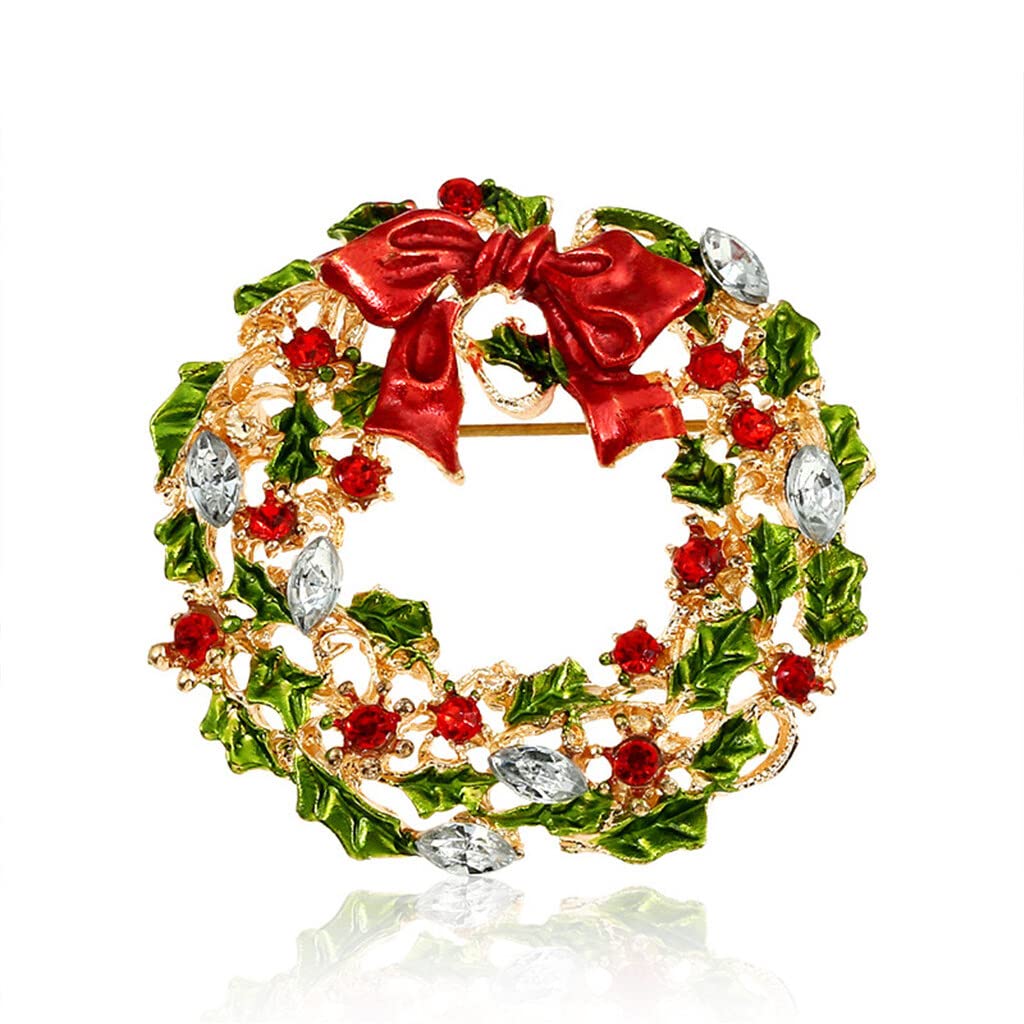 Christmas Series Brooch Elegant Rhinestone Alloy Brooch Pins Christmas Tree Santa Claus Wreath Design For Festival Gift 4cm Useful and Attractive