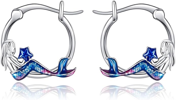 VONALA 925 Sterling Silver Cute Animal Hoop Earrings Jewelry for Women Animal Lovers