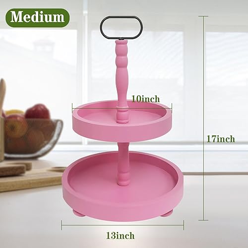 Miniatura 5 de AGUAM - Bandeja escalonada de granja con cuentas, decoración del hogar, bandeja de madera de 2 niveles para la mesa de café, decoración de bandeja