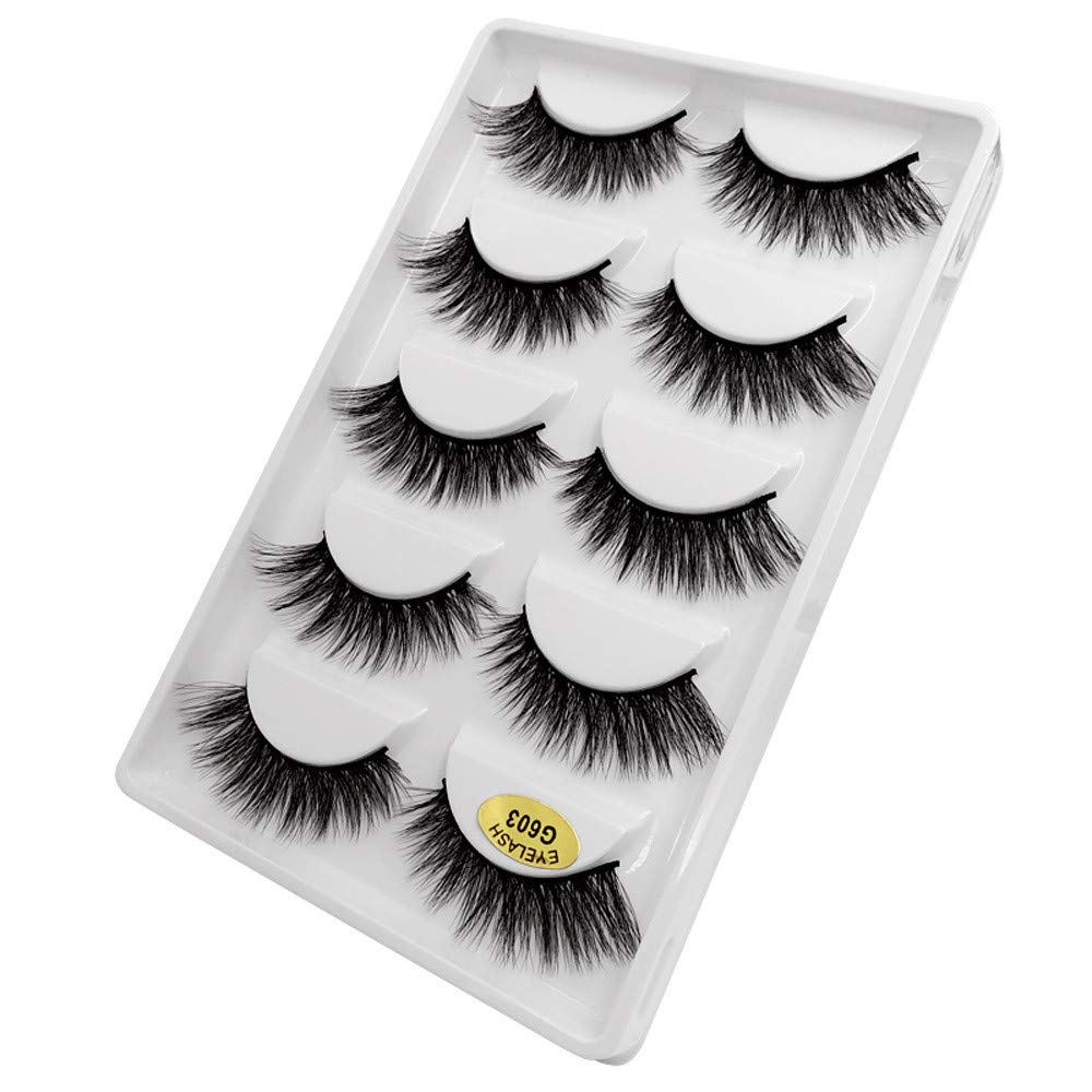 Eyelashes Thick Lashes Makeup Pair 3D Eyelashes False Eye 5 Natural Eyelashes Wink Eyelashes (C, One Size)