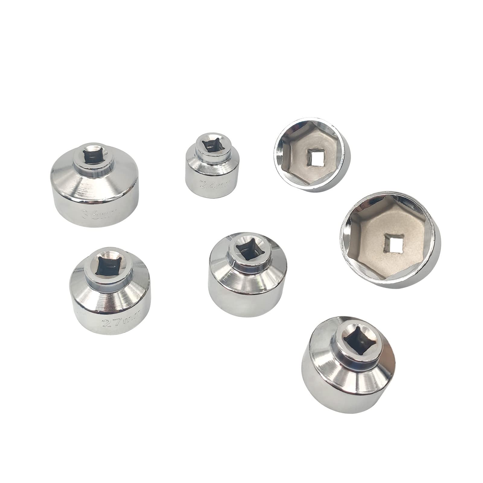7 pièces 3/8 pouces clé à capuchon de filtre à huile jeu de douilles kit d'outils pour Mercedes 24 mm 27 mm 29 mm 30 mm 32 mm 36 mm 38 mm douilles pour le retrait du boîtier