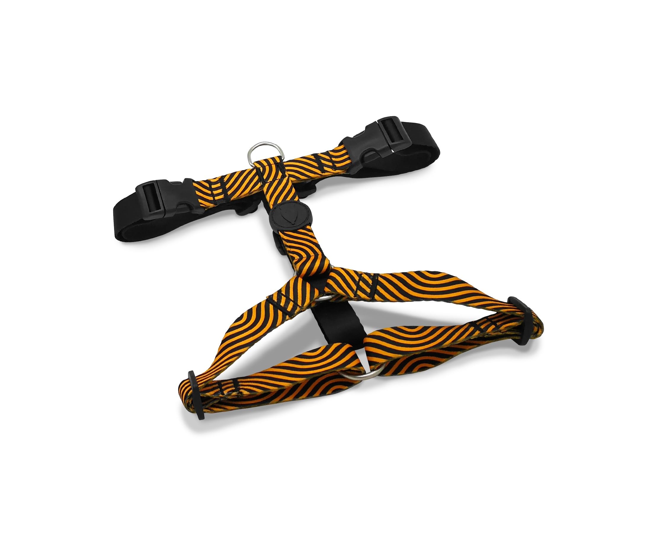 MORSO® Arnés H Ajustable en 5 Puntos, para Perros de Talla Media/Grande, Naranja y Negro, Talla L