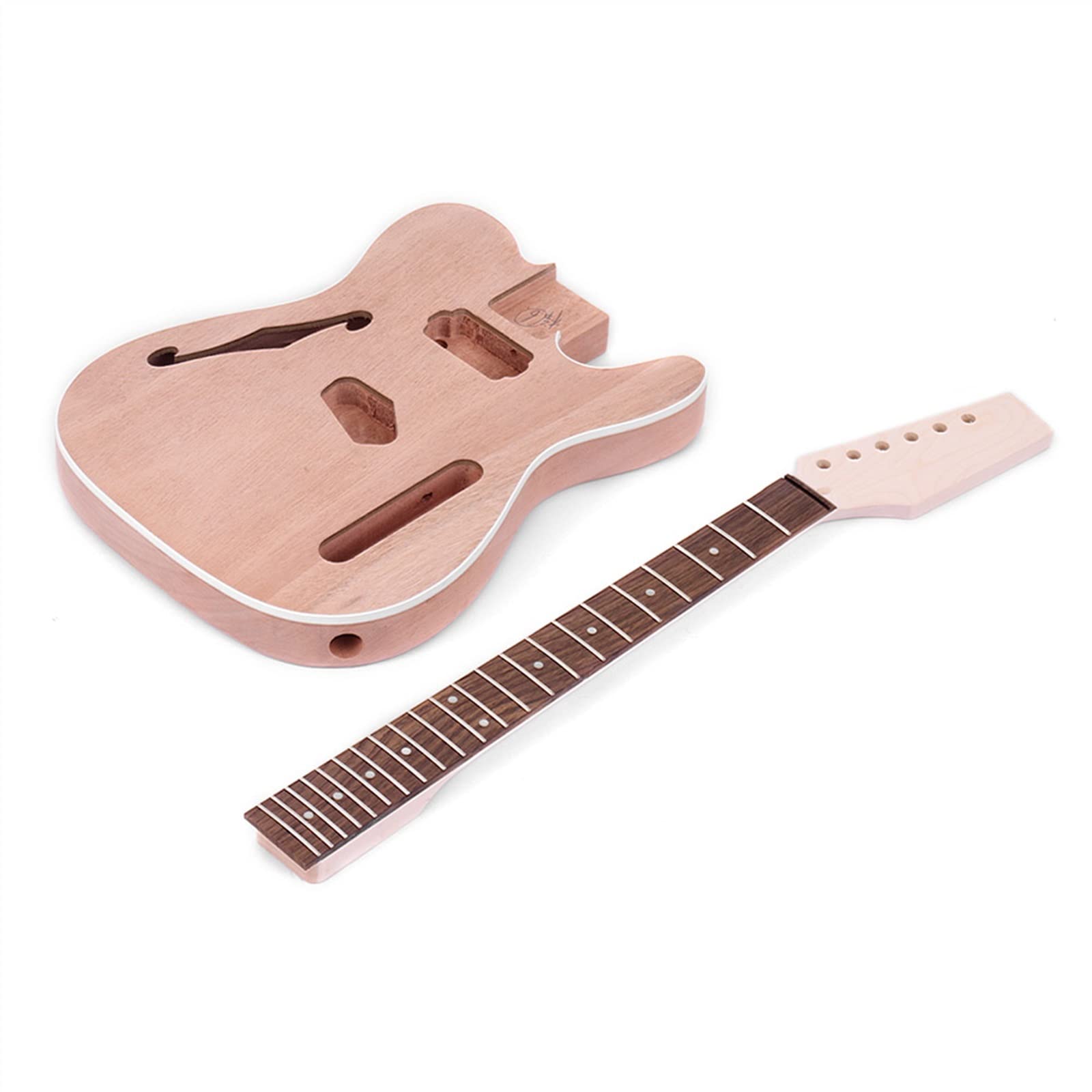 Niedokończona gitara korpus DIY Niedokończona Gitara Elektryczna Zestaw DIY Gitara Elektryczna Mahoniowy Korpus Z F Soundhole Z Drewna Klonowego Szyi