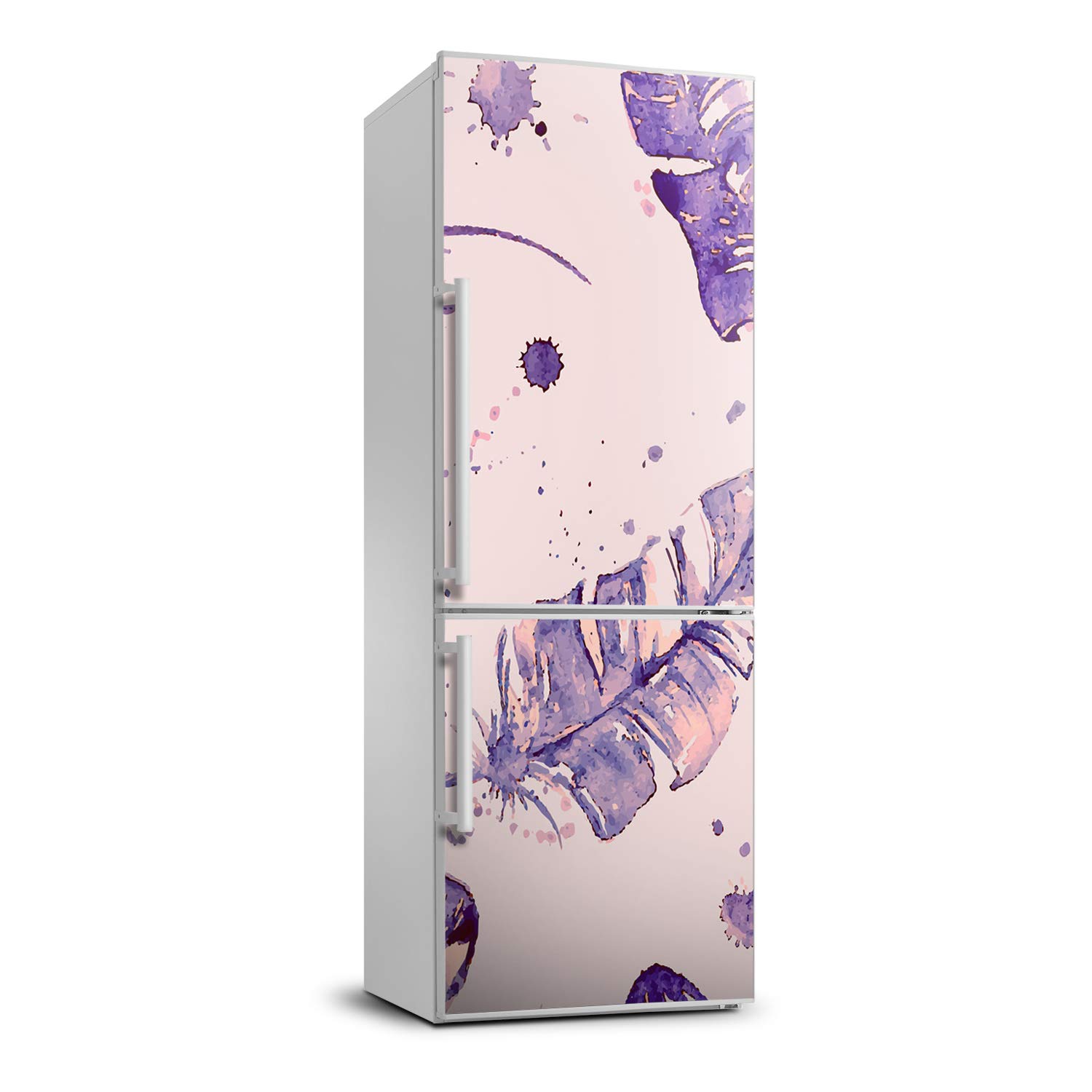 Autocollant frigo 60x180cm Tulup : sticker de décoration motif plumes pour réfrigérateur