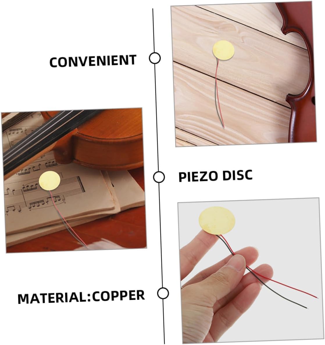 VICASKY 40pcs Sound Sensors Copper Piezoelectric Discs for Acoustic Instruments Easy Install for Guitar and Drum Triggers High Performance Transducer
