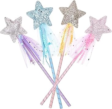 4 Pcs Fairy Wand,Magic Wands for Kids,Princess Wand Glitter Fairys