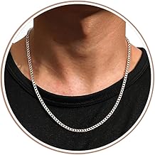 YADOCA Silver Chain Men's 925 Silver, 3 mm/5 mm Necklace Chain for Men Silver Chain Hypoallergenic Curb Chain Necklace Jewellery for Men