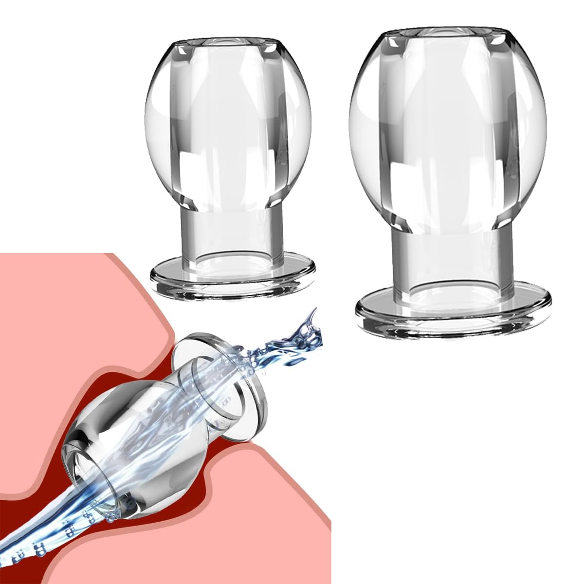 Hollow Anal Plug Vaginal Dilator Speculum, TPE Transparent Anal Plug Anal Speculum Vaginal Stretcher Tunnel Anal Dilator BDSM Enema Toys Sex Toys for Adult Men Women (2 Pcs Style B)