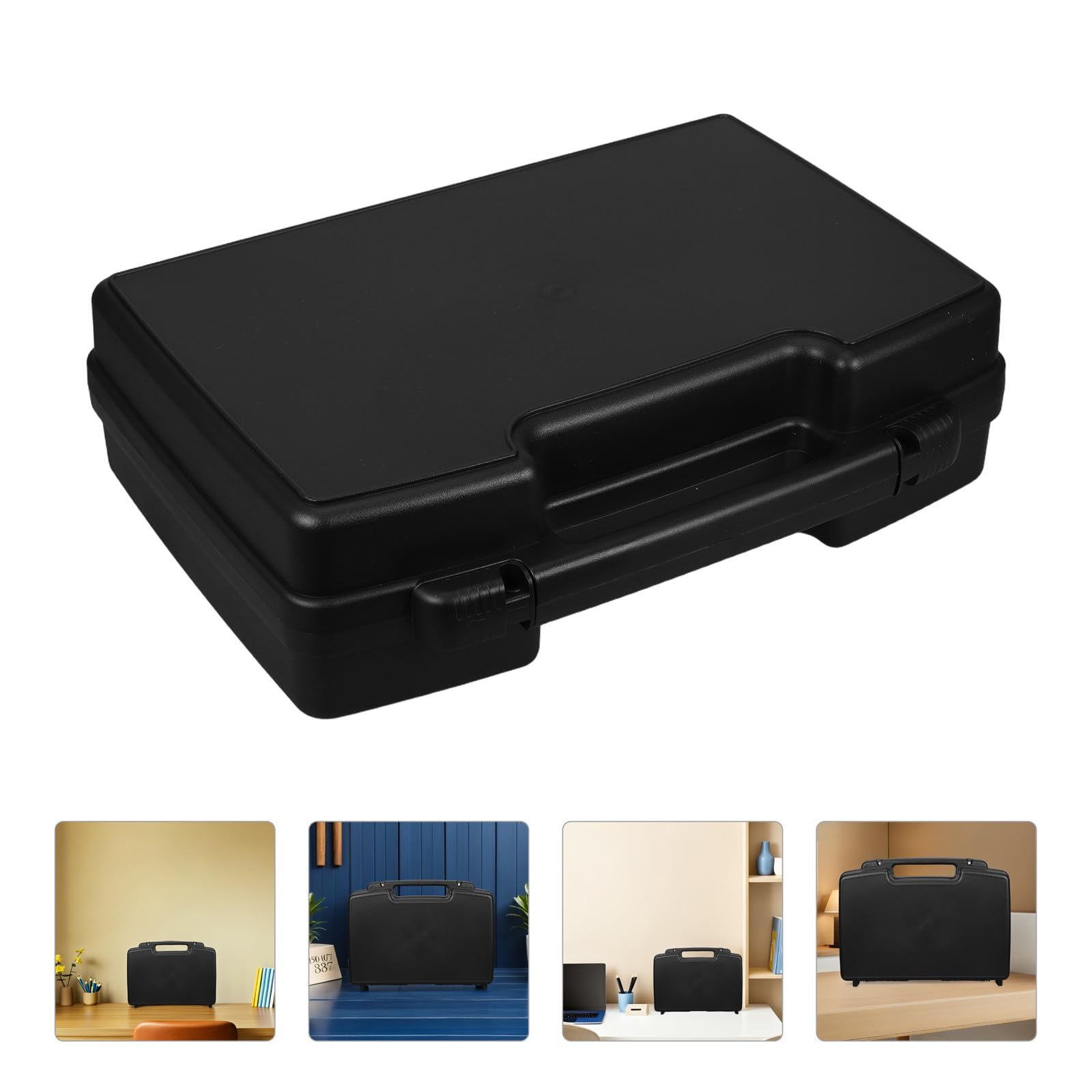 Estuche de Plástico para Guardar Herramientas Caja Pequeña de Herramientas de Plástico Duro Negro Portátil con Amplios Compartimentos y Eléctricas Uso Doméstico y Profesional