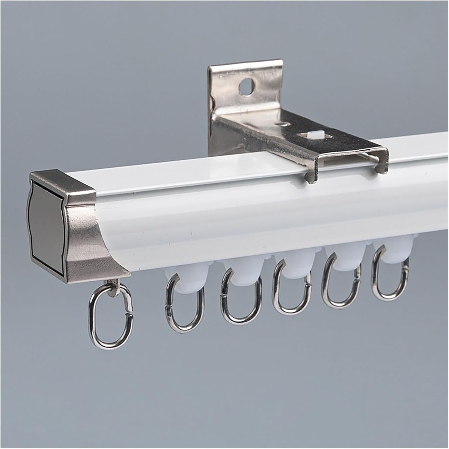 Single Track Side Wall Quiet Glide Curtain Track, Living Room/Bedroom/Bay Windows/Dressing Room Aluminum Curtain Rails Room Divider with Universal Pulleys, 1 to 6 Meter Length(White,3.5m/11.5ft)