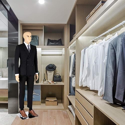 Miniatura 6 de Bonnlo Maniquí masculino de 72 pulgadas de cuerpo completo ajustable maniquí torso forma de vestido con base de metal, cuerpo de maniquí de plástico