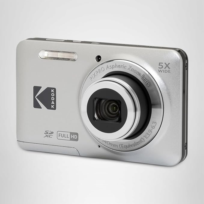 Kodak PIXPRO FZ55-BK 16MP CMOS Sensor Digital Camera 5X Optical Zoom 28mm Wide Angle 1080P Full HD Video 2.7" LCD Vlogging Camera (Black)