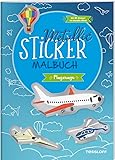  Metallic-Sticker Malbuch. Flugzeuge: Mit 45 Stickern mit Metallic-Effekt
