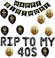 Vista 10 de RIP FORTIES - Suministros para fiesta de cumpleaños número 50, pancarta de feliz cumpleaños, globos, divertidas decoraciones de cumpleaños 50