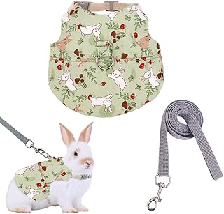 KEWUF Kaninchen Leine, Verstellbares Weiches Kaninchen Geschirr mit Leine, 120cm, Kaninchenleine Ausbruchsicher für Kleine Häschen Katze Hunde Haustier Walking(C) product image