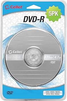 Recordable Blank DVD Disk 16X 120 Min 4.7 GB DVD-R for Video, Pictures, MP3 Files DVD-R 5 Pieces