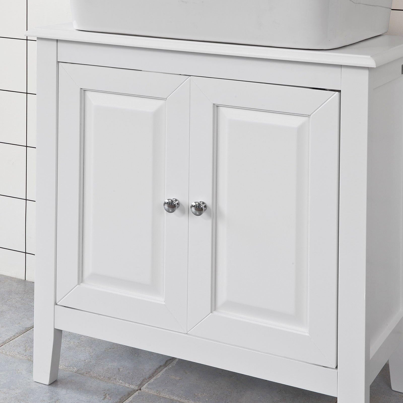 SoBuy® FRG202-W Base armadietto a due ante, Armadietto sotto lavabo, bianco, | Base Armadietto Bagno a Due Ante, FRG202-W