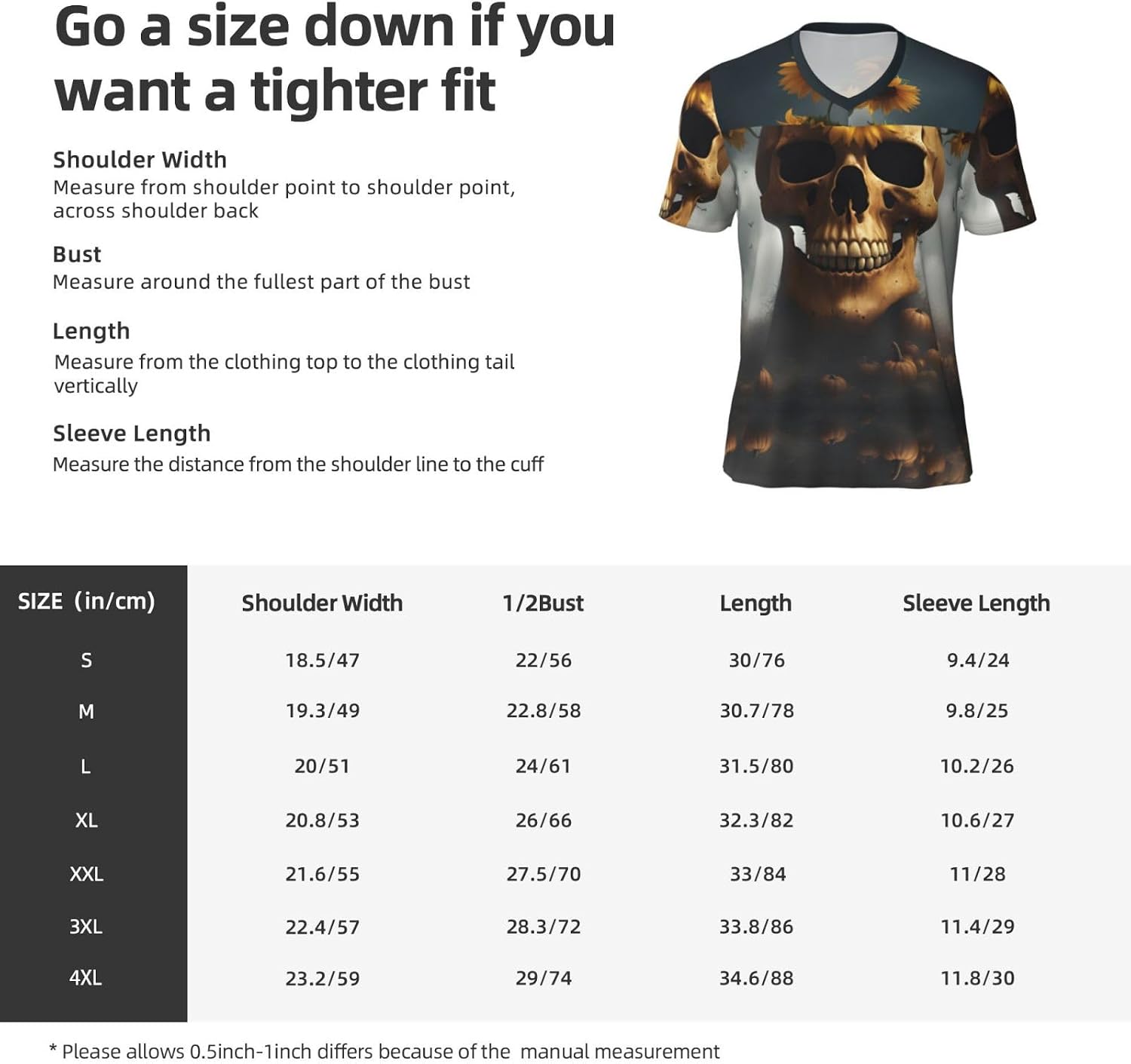 Sunflower Halloween Skull Rugby Football Jersey for Men, Comfortable V-Neck Loose Fit Top for Team Sports Athletics