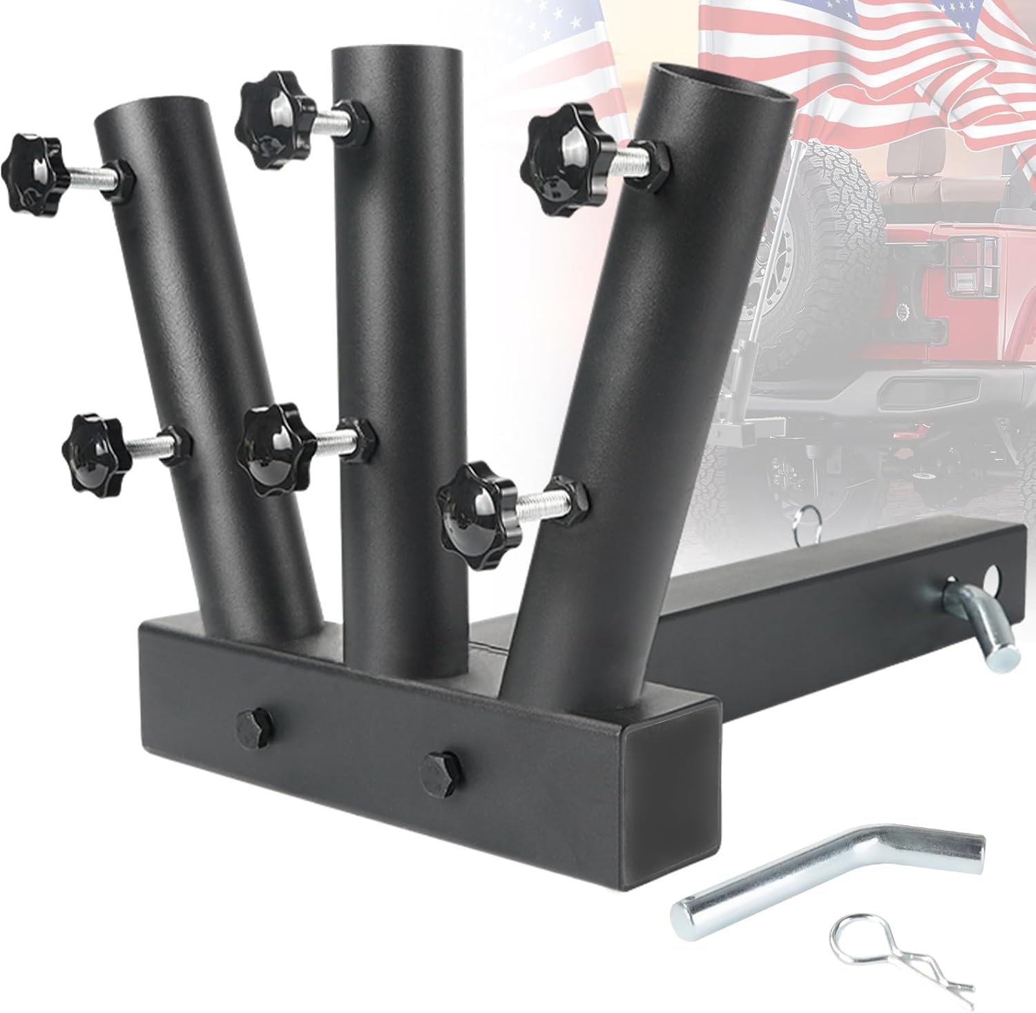 CROSSHIP Hitch Mount Flagpole Holder Powder Coated, AntiRust Drainage Hole, Fits