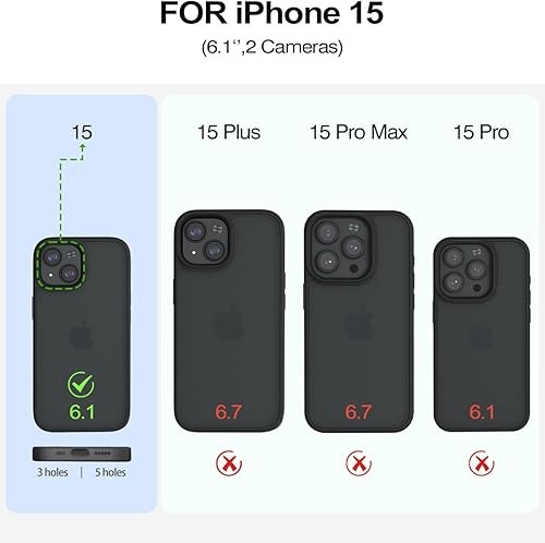 Miniatura 2 de Funda para iPhone 15 Pro Max, No se pone amarillenta y protección contra caídas de grado militar de 10 pies, bordes elevados que protegen la