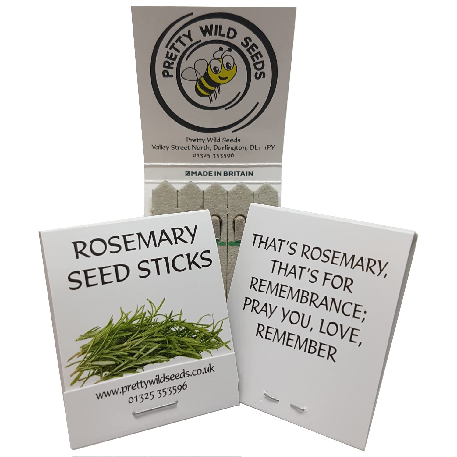 Herbs Seed Sticks Matchstick Packets Made with Real Herb Seeds Birthday Party Bag Fillers Promotional Items Giveaways (Rosemary, 100 Packets)