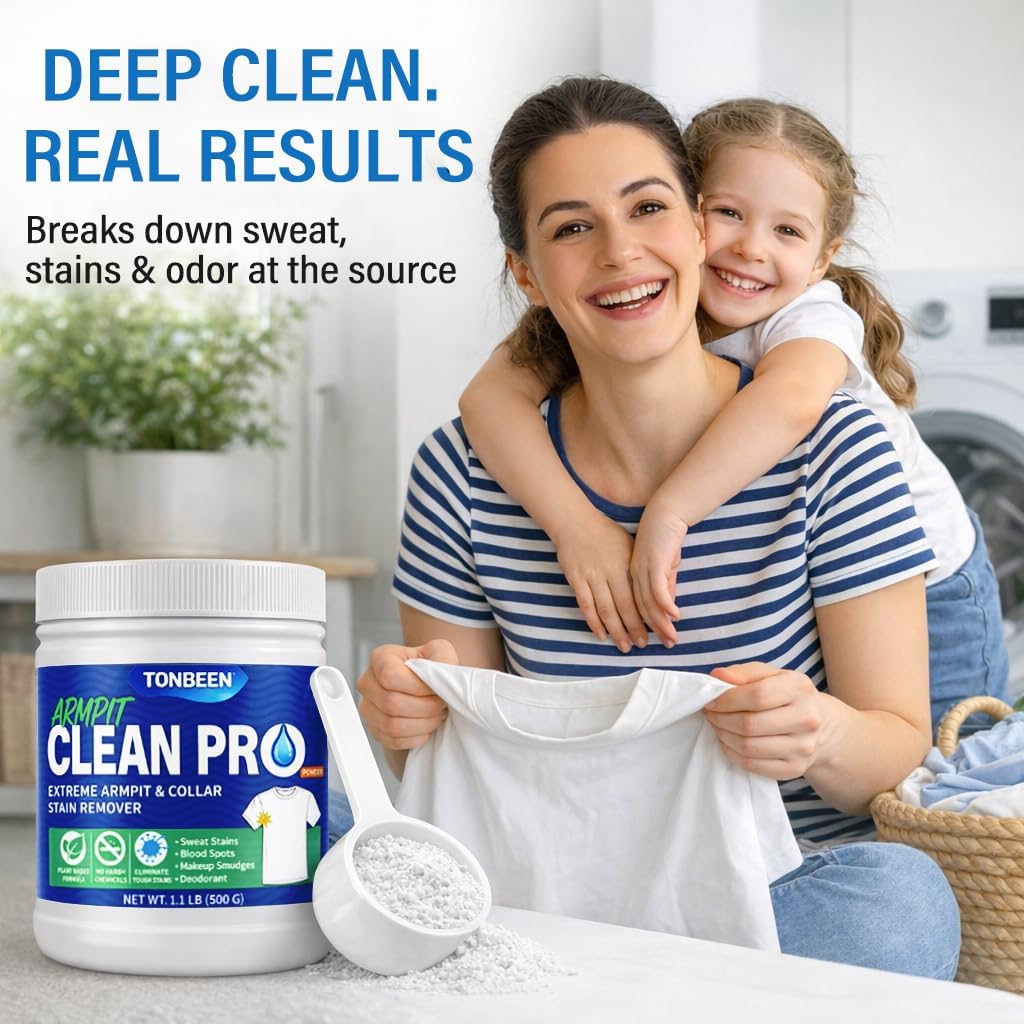 Oxygen Laundry Powder, Sweat & Deodorant Armpit Stain Remover for Clothes, Hyper Concentrated & Suitable for Multi-Stain, Yellow Oil Spot Tough Stain Build Up Remover - Gentle On Fabrics