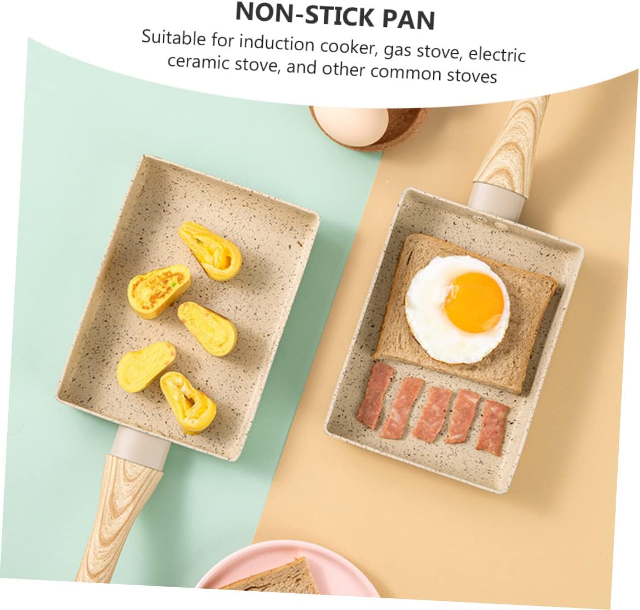 ABOOFAN 1pc Rectangular Non-stick Egg Pan Flat Bottom Frying Pan Omelette Skillet