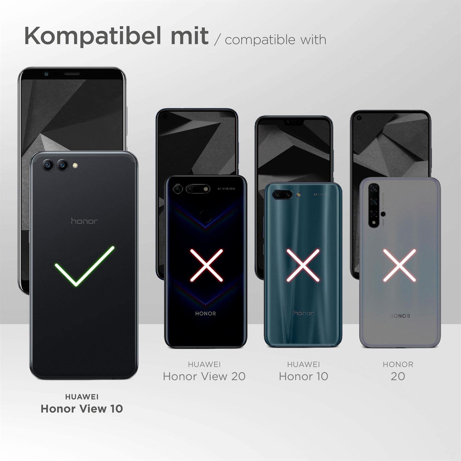 Set Protezione Totale Moex Per Huawei Honor View 10: Cover Flip In Similpelle Nera + Pellicola Trasparente, 360°, Portafoglio E Supporto - 3
