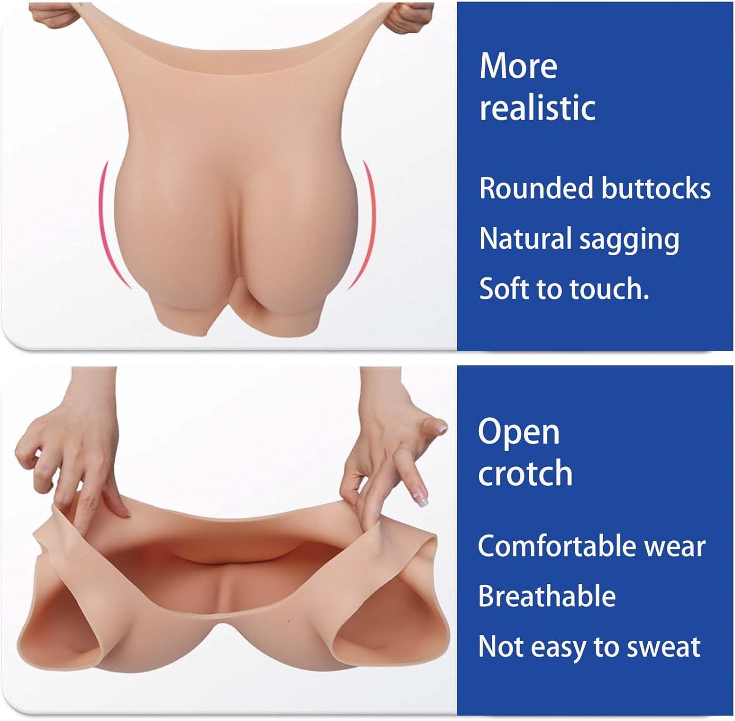 GAOLEI Silicone Panties Can Be Inserted Open Crotch Boxer Briefs Shape Wear Male to Female for Transgender