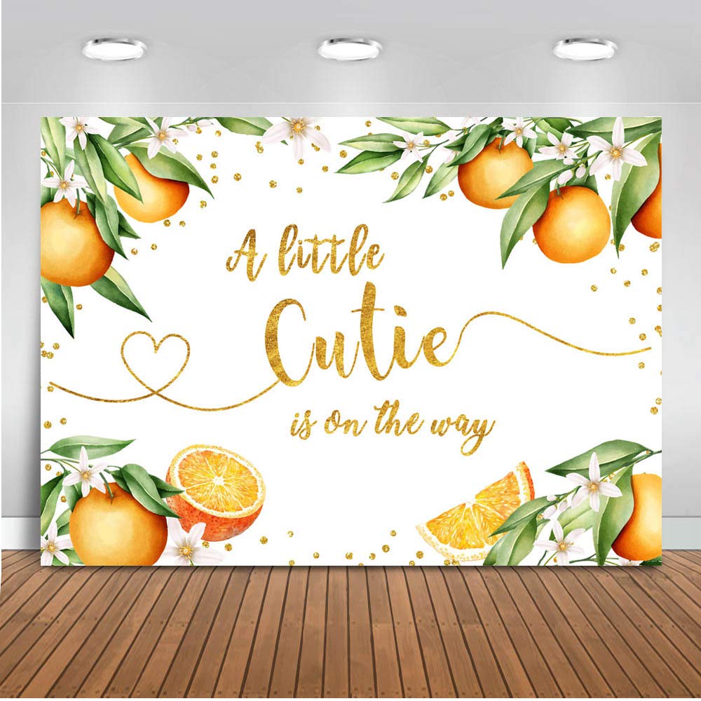 Buy Moca Orange Baby Shower Backdrop A Little Cutie is on The Way