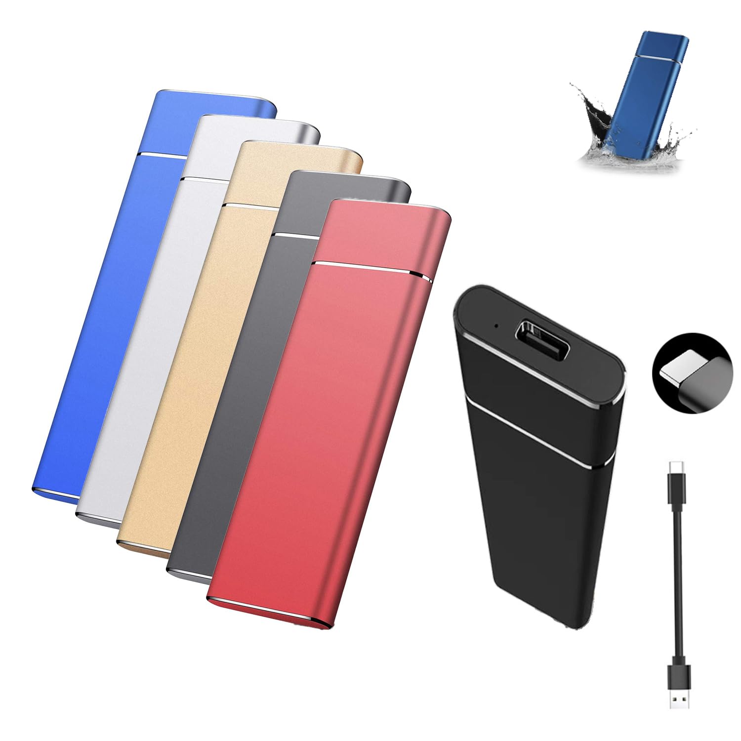 Portable External SSD, Type-C External Hard Drive USB 3.1 SSD External Hard Drive, Solid State Drives for PC/Laptop/MacBook (Silver, 2.0, TB)