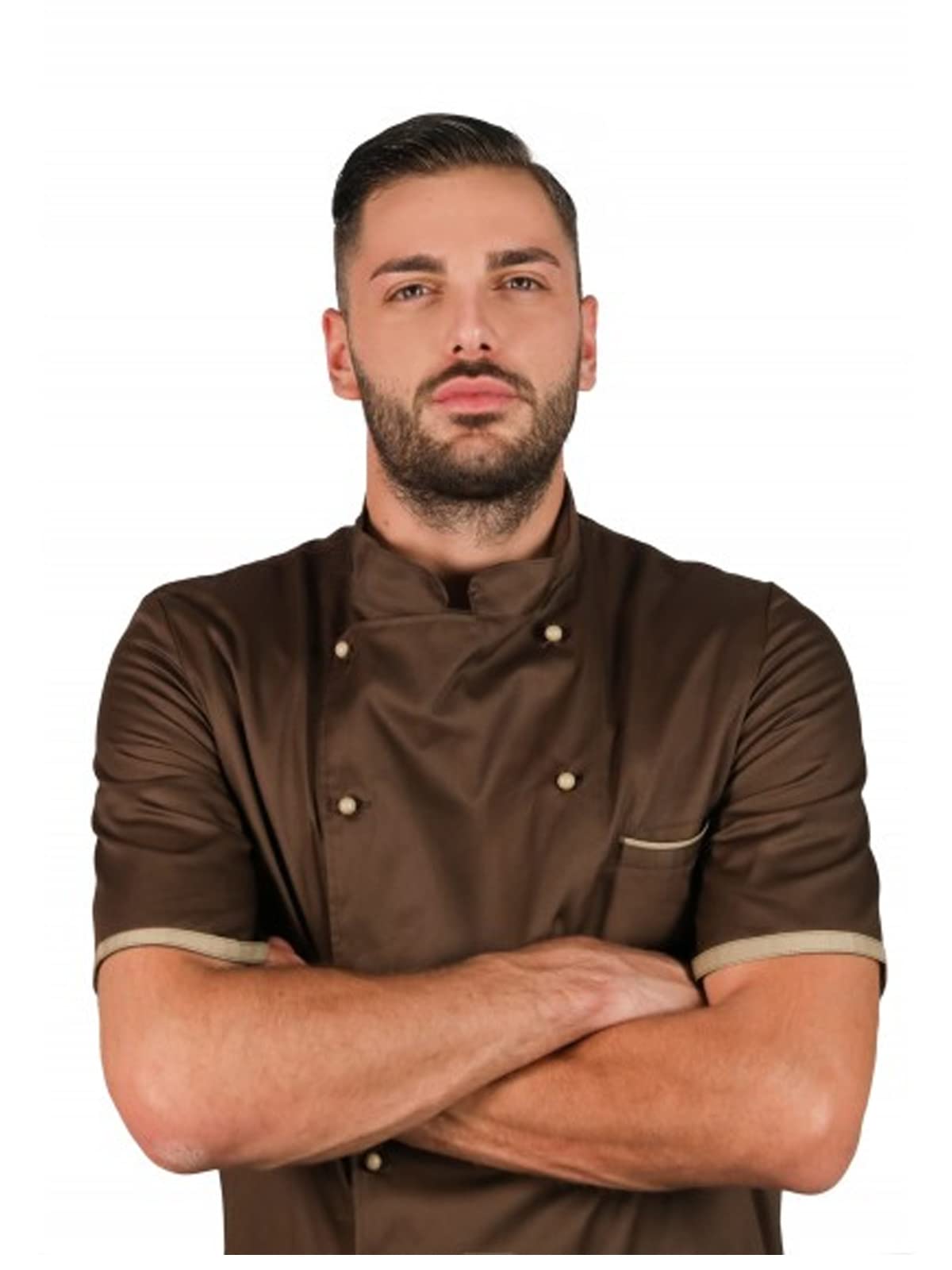 fratelliditalia.org Kochjacke für Herren, Küche, geteilt, Baumwolle, kurzärmlig