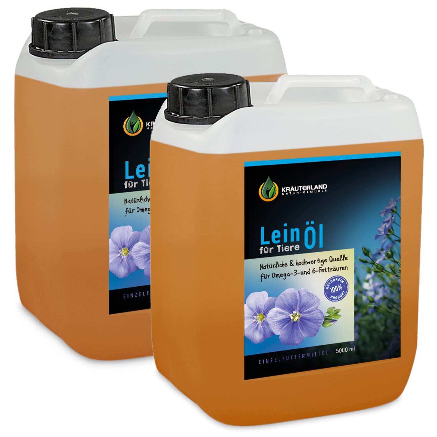 Kräuterland Leinöl für Pferde 2x5Liter (10Liter) kaltgepresst in Kanister