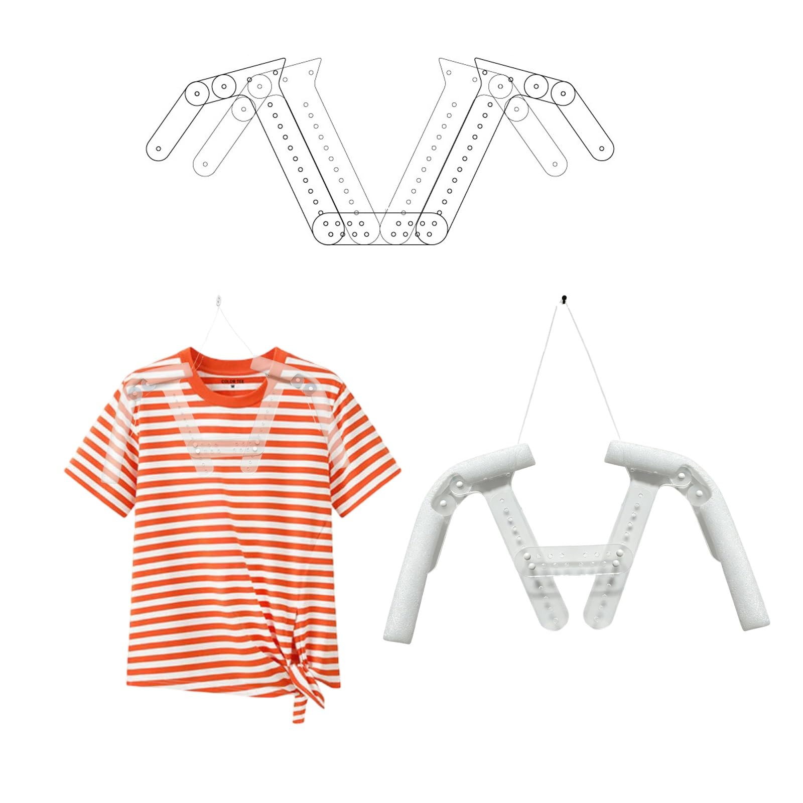 Labasuan Tops 2 In 1 Invisible Hanger, Adjustable Mannequin Top & Pants Display Hanger