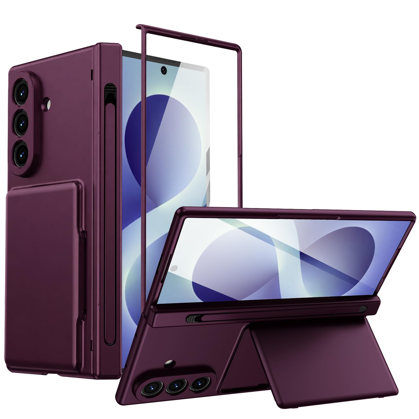 Fiyer Compatibile con Samsung Galaxy Z Fold 8 Ultra, custodia a portafoglio con custodia protettiva antiurto, pellicola protettiva frontale in vetro temperato, porta penna, scomparti per carte di