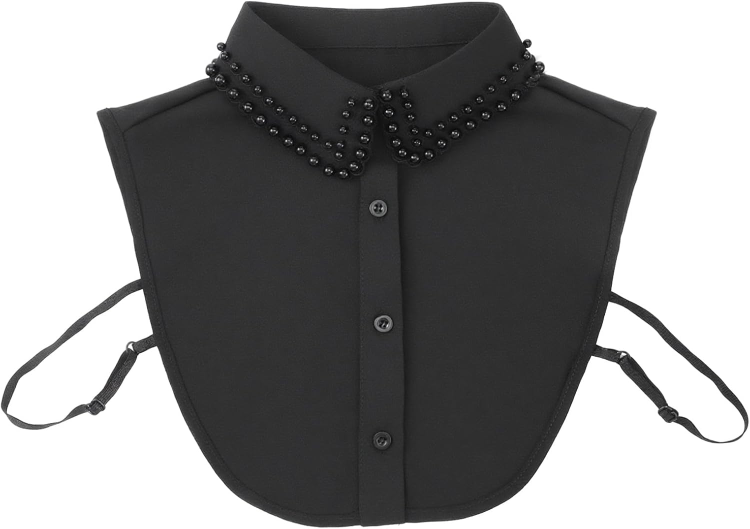 Pearl Fake Collars, Elegant Pearl Detachable Dickey Collar Blouse Half Shirt, Crystal Faux False Collar for Women Girls, Black