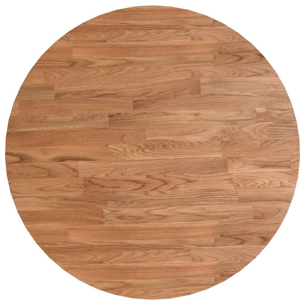 vidaXL Piano Tavolo, 50 cm Diametro x 1,5 cm Spessore, Legno Massello di Quercia Verniciato, Non Assemblato, Marrone Chiaro, Rotondo, Sostituzione Tavolo da Pranzo per Cucina