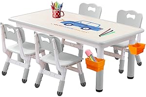 Kids Table and Chair Set, Adjustable STEM Learning Station