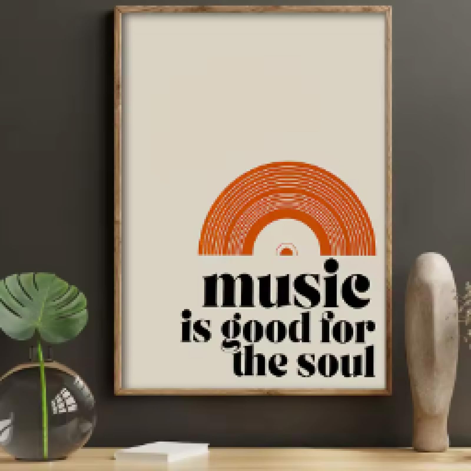 BMGKYAGL Stampe su tela con citazioni retrò La musica fa bene all'anima, splendidi poster musicali per la decorazione della casa moderna, cornice 80x120 cm