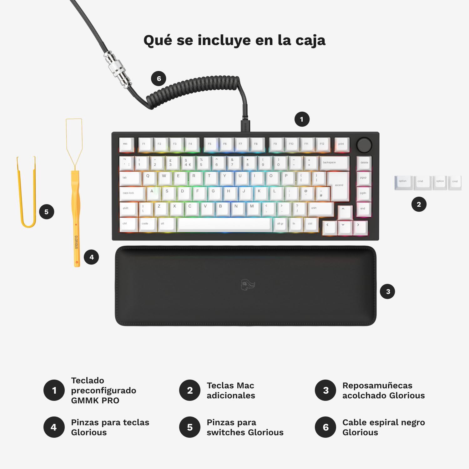 GLORIOUS GMMK Pro 75% Teclado Mecánico Hot Swap QWERTZ DE (Negro) | Switches lineales preengrasados, retroiluminación dinámica, placa aluminio, componentes dobles duraderos, perfil ergonómico