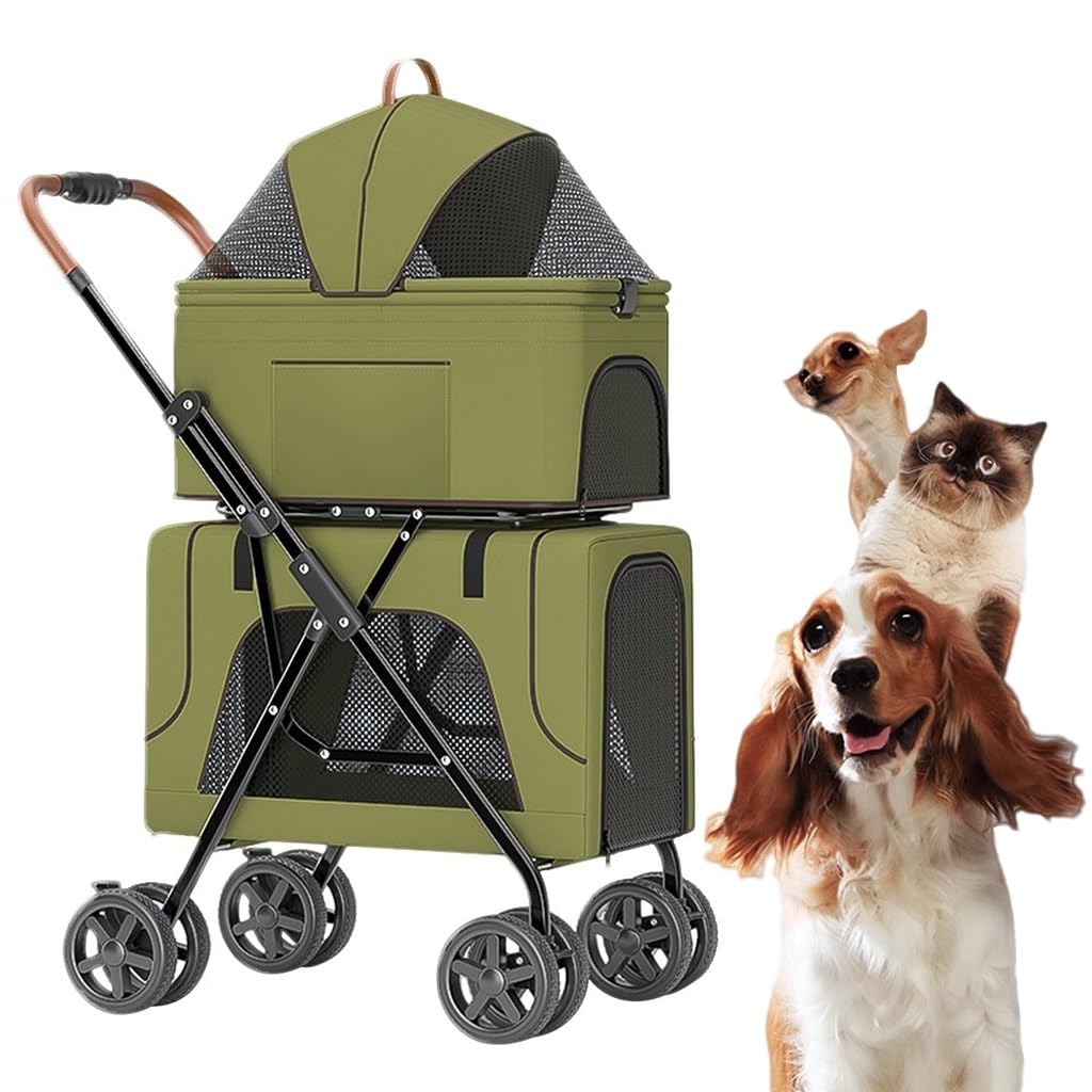 Passeggino a doppio strato per animali domestici e gatti, carrozzina per cani di piccola e media taglia, 3 in 1, doppio passeggino per animali domestici, gatti o cani, per gemelli o multipli, design