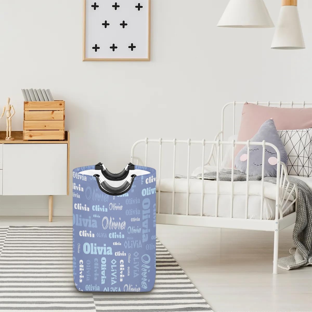 Colorful Name Personalized Laundry Basket with Handles, Custom Laundry Hamper with Name for Bathroom, Dirty Clothes Storage Basket Gifts for Men Women Boys Girls