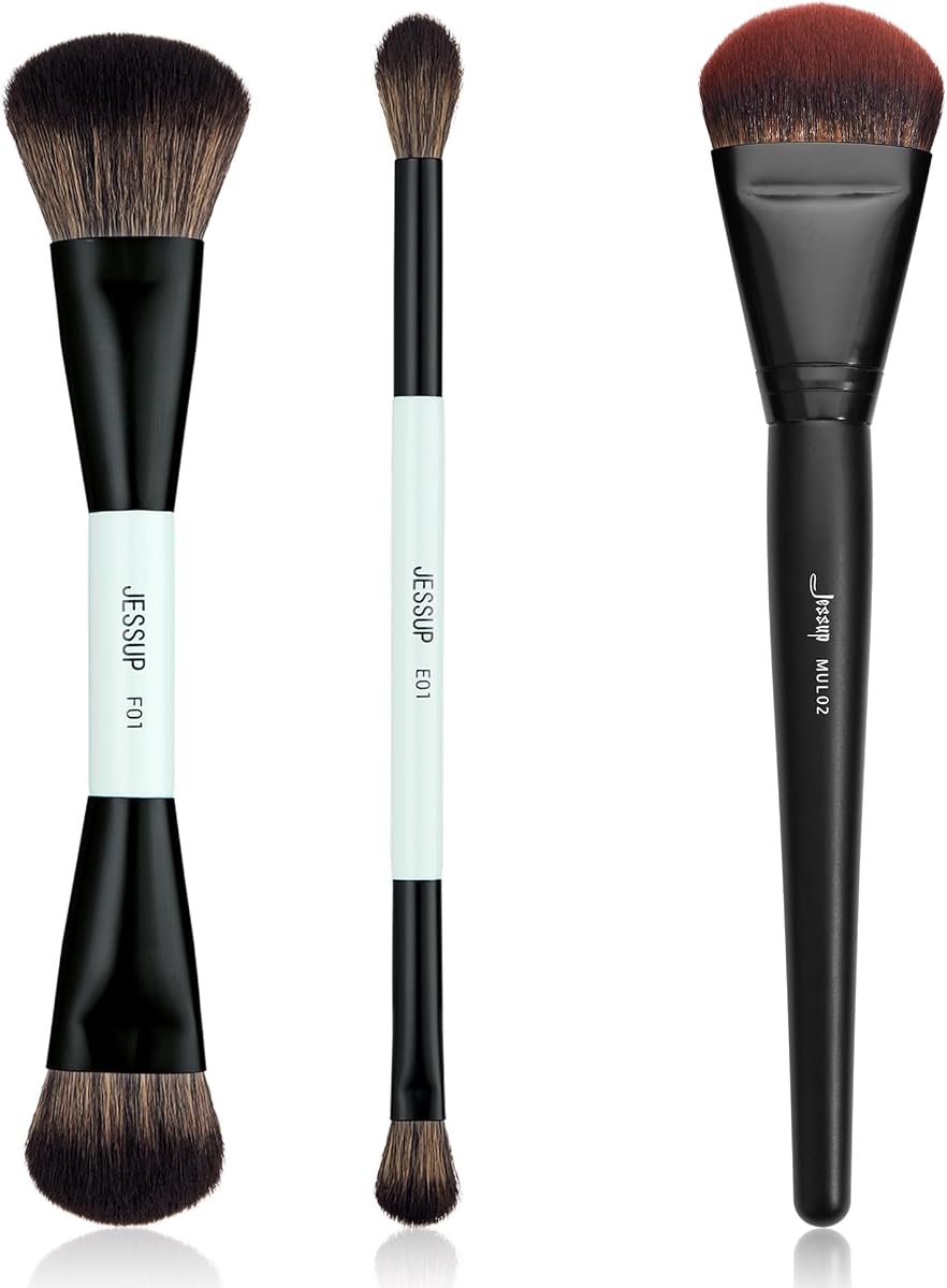 Jessup Foundation Brush for Liquid MUL02 Incluye brochas de maquillaje de doble cara T502