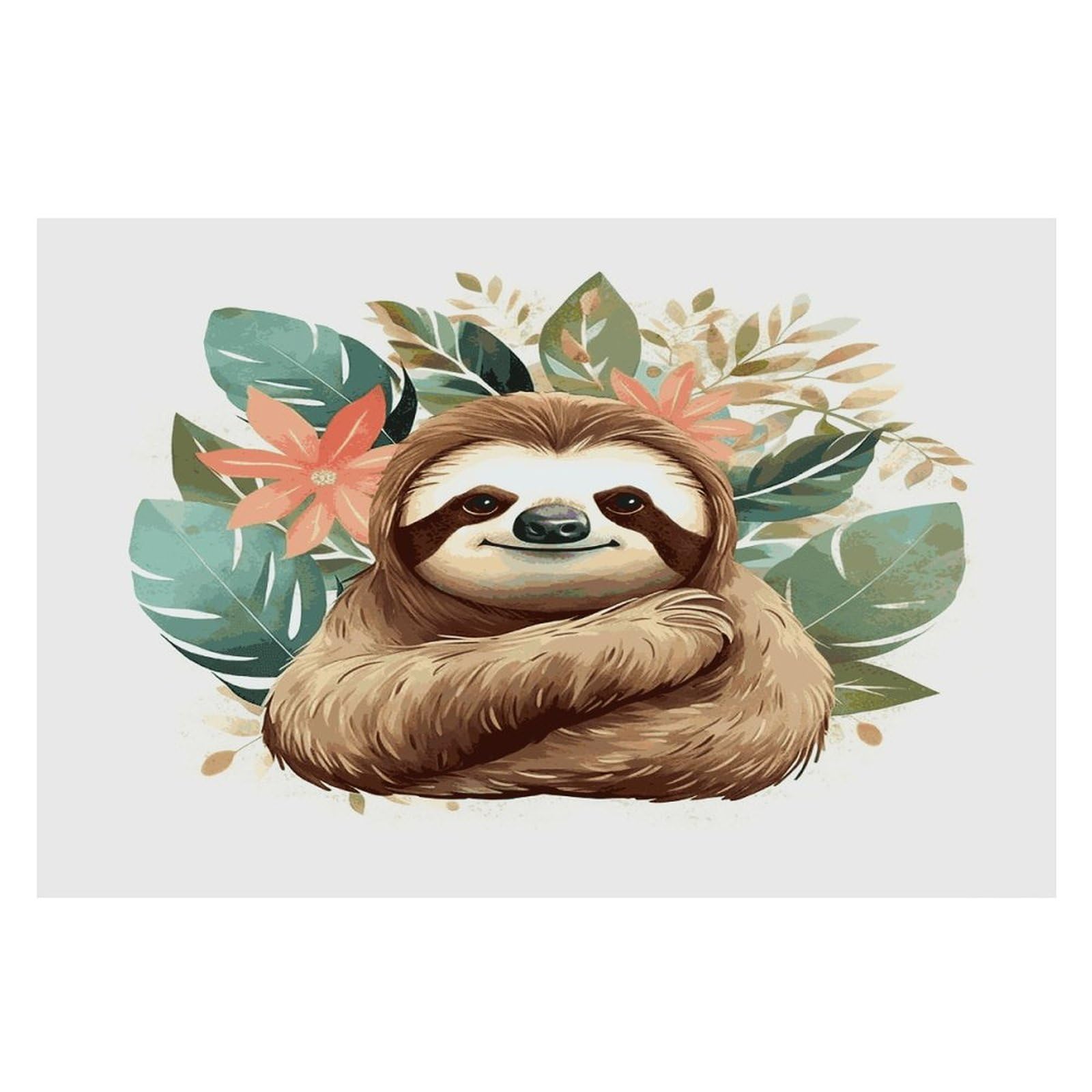 Cute Sloth Leaves Placemats Heat-Resistant Washable Place Mats Anti Slip Dining Table Place Mats Wipeable Dining Table Mats Kitchen Decoration Placemats 17.7’’×11.8’’