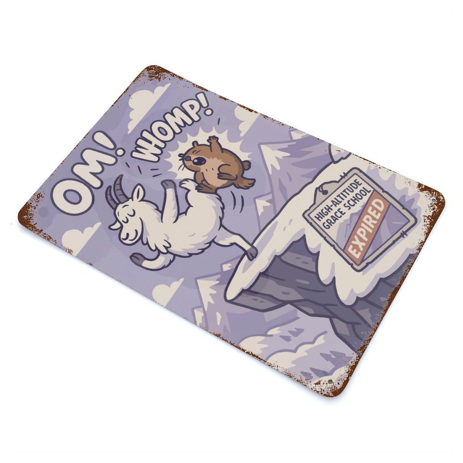 Yoga Fail Mountain Goat Edition Decorative Tin Sign 11.8"x7.9", for Farmhouse, Kitchen And Entryway Decor, Shabby Chic Decor